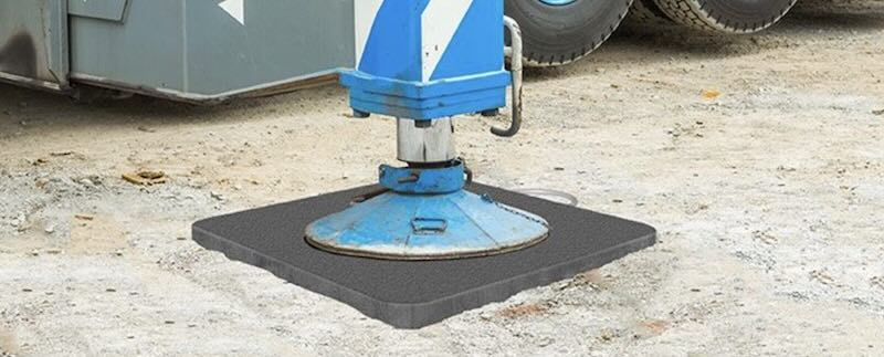 Outrigger Pads with outrigger in construction site 