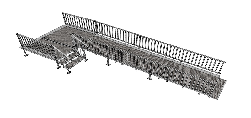 1100mm wide Modular Ramp Kits Balustrade Handrails