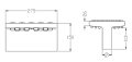 line drawing of the modular hose protector 150mm bridge section on a white background
