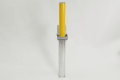 yellow top silver bottom bollard