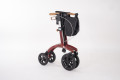 Folded Red heavy duty bariatric rollator with seat, bag and backrest