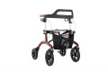 Red heavy duty bariatric rollator with seat, bag and backrest