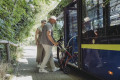 Rollator tilt for access onto bus