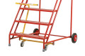 Handbrake on the steel mobile steps 