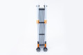 Stored barrier on wheels
