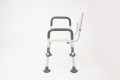 Side view of the height adjustable shower chair with handles and backrest