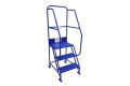 3 tread industrial steel ladder with dual handrails