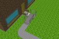 Modular ramp in front of home view from above 