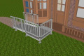 metal ramp with platform and handrails outside home