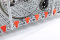 Manual wheelchair on wheelchair ramp with rails 