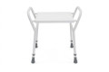 White plastic height adjustable shower stool