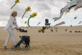 Space LX rollator walker on beach 