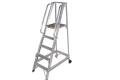 Aluminium Trade Ladder with handrails and platform on wheels