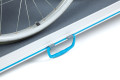 Blue Carry handle on the portable wheelchair ramp 