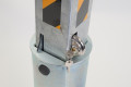 Telescopic bollard with padlock and key 