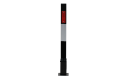 Black white and red parking bollard