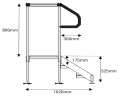 Dimensions of 3 step kit with handrails 