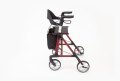Side view of the red rollator 
