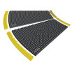 Curved section anti-fatigue mat with bevelled edges