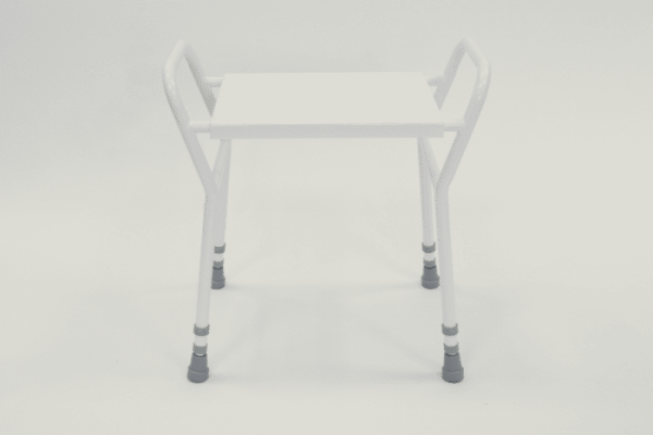 White shower stool with handles