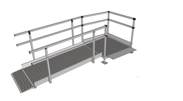 2m access ramp with handrails 