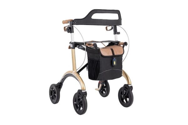 Soljal four wheeled carbon fibre rollator with bag and backrest 