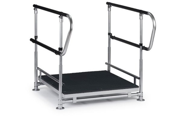 Half step with double handrails 