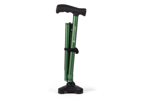 Folded green walking stick 