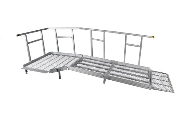 Aluminium Modular Ramp Kit with Platform and Handrails - 1300mm x 5000mm ramp section