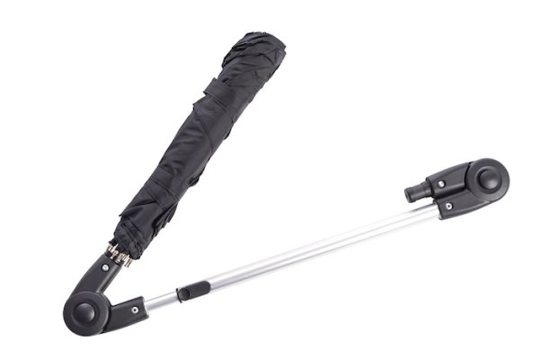 Black umbrella for use with the saljol rollator 