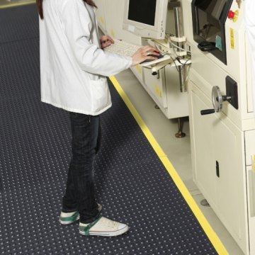 Anti-fatigue matting in place