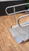 Close up of the handrails on a wheelchair ramps with handrails