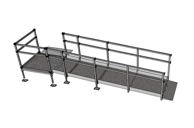 Modular wheelchair ramp with handrails