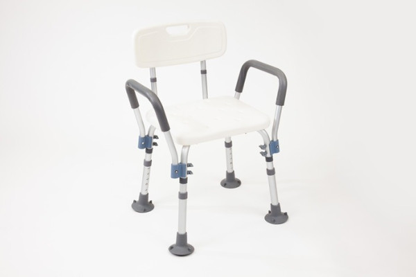 White shower chair with handles