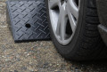 Tyre on the kerb ramp 