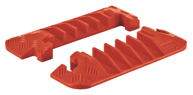 Checkers Line Backer - 5 Channel Cable Protector Orange End Caps Pair