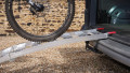 Bike going up a loading ramp 