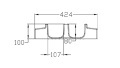 line drawing of the modular hose protector 100mm channels on a white background