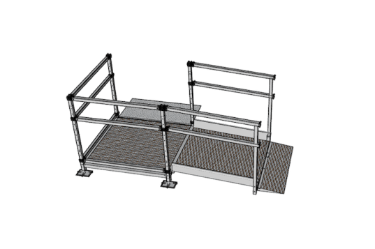 1m modular wheelchair ramp with double handrails 