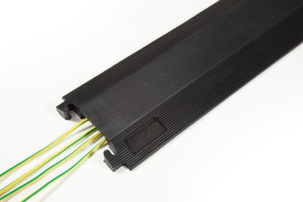 Black rubber cable protector with cables 