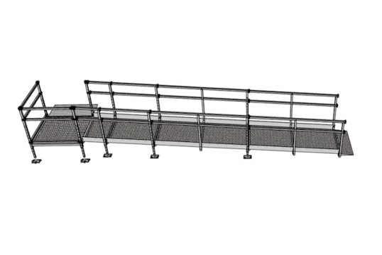 5.5m modular wheelchair ramp with platform and handrails 