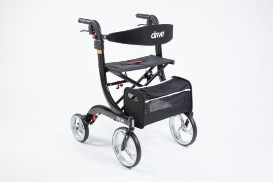Black Drive Nitro Rollator 4 wheeled with seat and bag