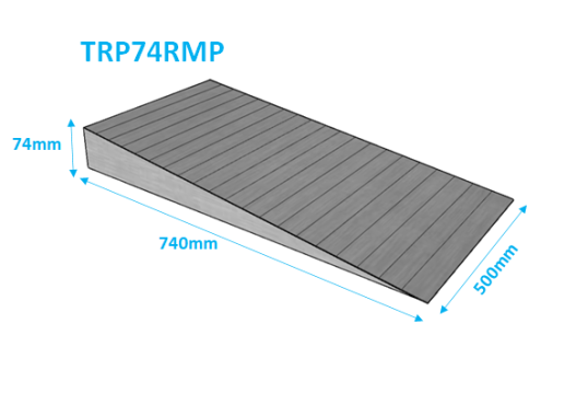 Single Rubber Threshold Ramp 74mm high and 500mm wide