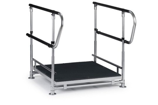 Half step with double handrails 