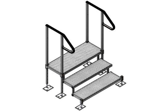Adjustable 3 step kit with handrails 