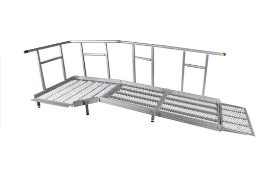 Aluminium Modular Ramp Kit with Platform and Handrails - 900mm x 5000mm ramp section