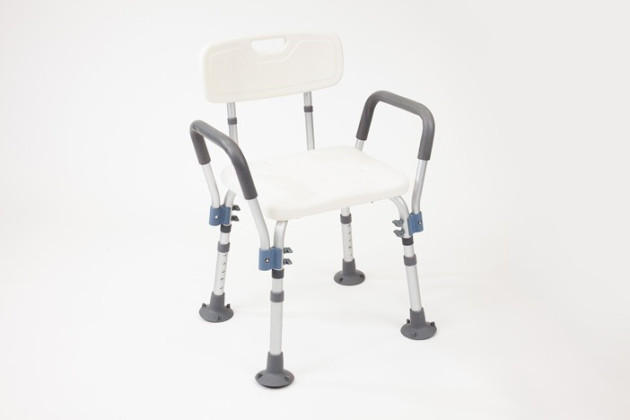 White shower chair with handles