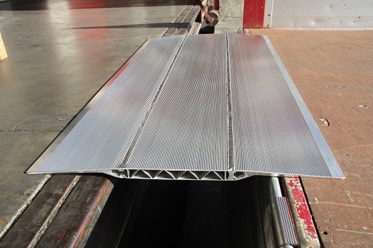 Heavy duty loading bridge in place 