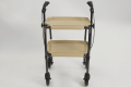 Height adjustable trolley with brakes and two trays 