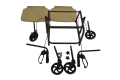 Height adjustable trolley with brakes and two trays unassembled